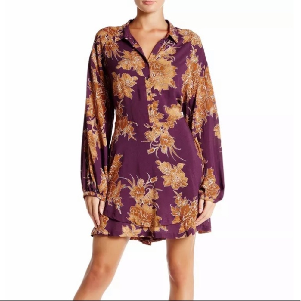 Free People Purple Floral Shake It Mini Dress